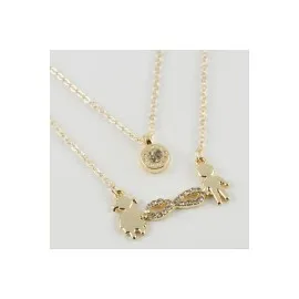 Sonsuzluk Figürlü Yeni Sezon İkili Kolye-Sarı