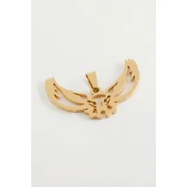 Çift Başlı Kartal Çelik Kolye Ucu 3,5 Cm-Sarı
