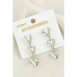 Kalp Trend Metal Küpe-Gümüş Rengi