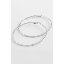 Metal Halka Küpe 5 Cm-Gümüş Rengi