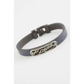 Mustafa Kemal Atatük İmzalı Kaliteli Suni Deri Bileklik-Lacivert