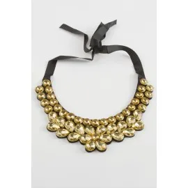 Papatya Taşlı Yaka Kolye-Sarı