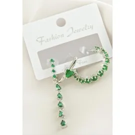 3 Adet Kalp Zirkon Taşlı Küpe-Gümüş Rengi