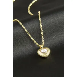 Kalp Taşlı Kolye-Sarı