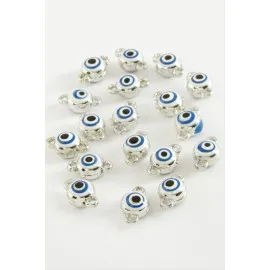 Nazar Çift Kulplu Mineli Bileklik Ve Kolye Ucu Aparatı 1 Adet-Beyaz