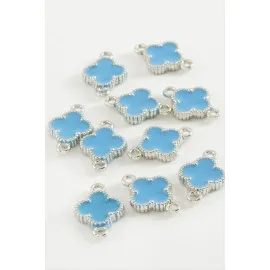 Çiçek Çift Kulplu Mineli Bileklik Ve Kolye Ucu Aparatı 1 Adet-Mavi