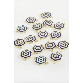 Çiçek Çift Kulplu Mineli Bileklik Ve Kolye Ucu Aparatı 1 Adet-Mavi