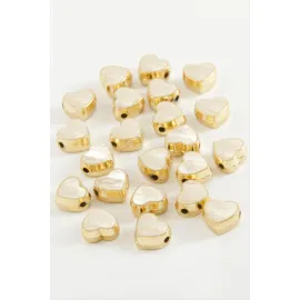 Kalp Mineli Bileklik ve Kolye Ucu Aparatı 1 Adet-Krem