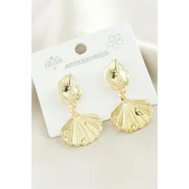 İstiridye Metal Küpe-Sarı