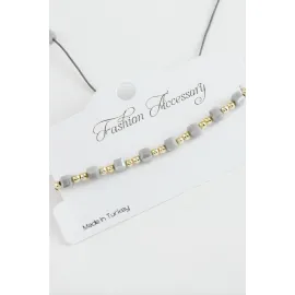 Küp Top Metal Kristal Bileklik-Gri