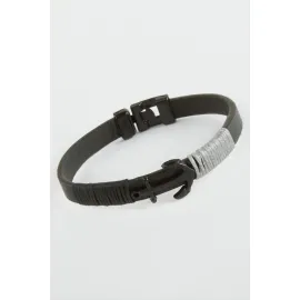 Çapa Kaliteli Suni Deri Bileklik-Siyah