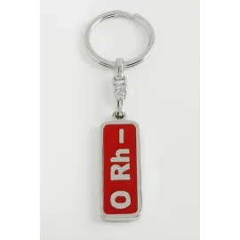 0 Rh Negatif Kan Grubu Metal Anahtarlık-Kırmızı