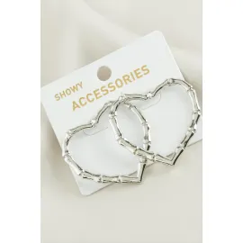 Kalp Trend Metal Küpe-Gümüş Rengi