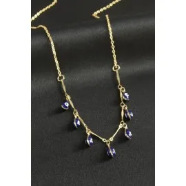 Damla Nazarlı Mineli Kolye-Mavi