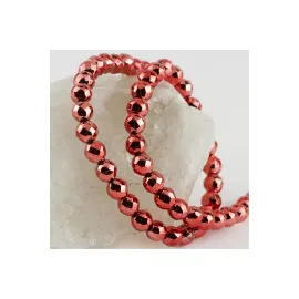 8 mm Fasetli Hematit Taşı-Kırmızı