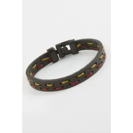 Taraftar Kaliteli Suni Deri Bileklik-Siyah