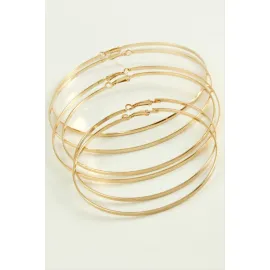 Noktalı Metal Halka Küpe 6 Adet-Sarı