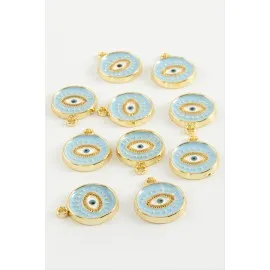 Göz Tek Kulp Mineli Bileklik Ve Kolye Ucu Aparatı 1 Adet-Açık Mavi