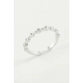 Yuvarlak Zirkon Taşlı Yüzük-Gümüş Rengi