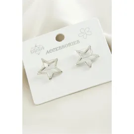 Yıldız Metal Küpe-Gümüş Rengi