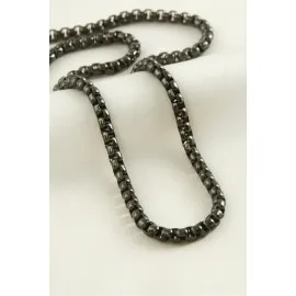 Kare Zincir Çelik Kolye 45 Cm-Siyah