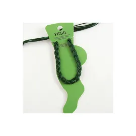 Renkli Örgülü Vinlex İp Halhal-Yeşil