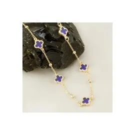 Çiçek Mineli Yeni Sezon Zincir Kolye 45 Cm-Mor