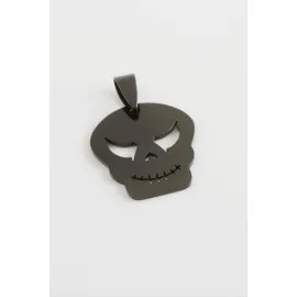 Kuru Kafa Çelik Kolye Ucu 2,5 Cm-Siyah