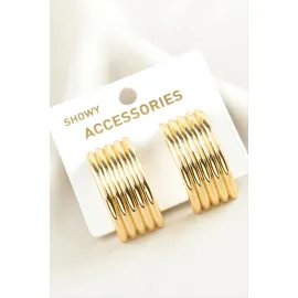 Hasır Şekilli Trend Metal Küpe-Sarı