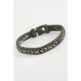 İpli Kaliteli Suni Deri Bileklik-Siyah