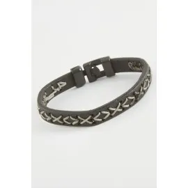 İpli Kaliteli Suni Deri Bileklik-Siyah