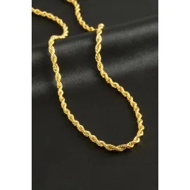 Burgulu Zincir Kolye 60 Cm-Sarı