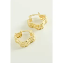 Yıldız Kilitli Halka Küpe-Sarı