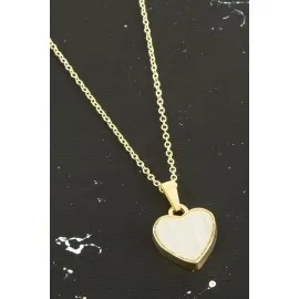 Kalp Polyester Kolye-Beyaz