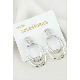 Oval Metal Küpe-Gümüş Rengi