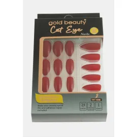 Gold 24lü Kedi Gözü Takma Tırnak-Kırmızı