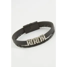 Kaliteli Mıknatıslı Suni Deri Bileklik-Siyah