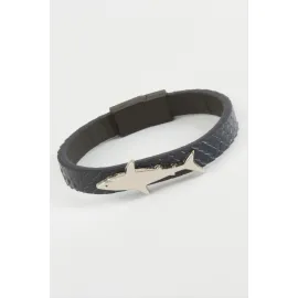 Balık Kaliteli Mıknatıslı Suni Deri Bileklik-Lacivert