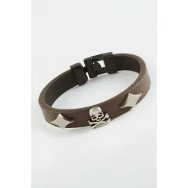 Kuru Kafa Kaliteli Suni Deri Bileklik-Kahverengi