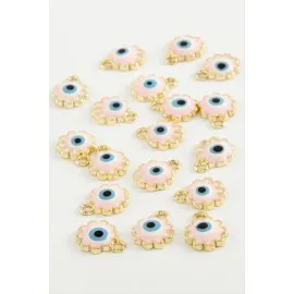 Çiçek Nazar Tek Kulplu Mineli Bileklik Ve Kolye Ucu Aparatı 1 Adet-Açık Pembe