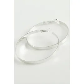 Bilezik Şekilli Trend Halka Küpe 5 Cm-Gümüş Rengi