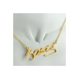 Mustafa Kemal Atatürk İmzalı Uçlu Kolye-Sarı