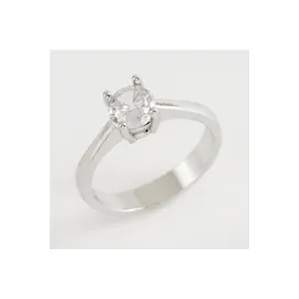 Zirkon Tek Taşlı Yüzük-Gümüş Rengi