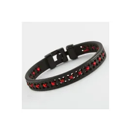 Çarpı Kaliteli Suni Deri Bileklik-Gri