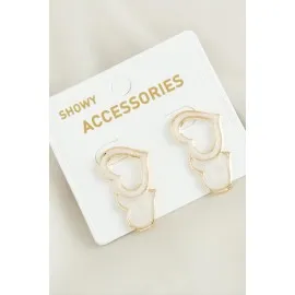 Kalp Yeni Sezon Mineli Küpe-Krem