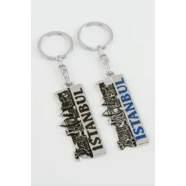 İstanbul Yazılı Metal Anahtarlık-Gümüş Rengi