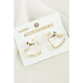 Kalp Trend Metal Küpe 2 Cm-Sarı