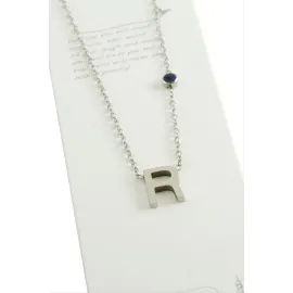 Gümüş Renkli Harfli Çelik Kolye-R