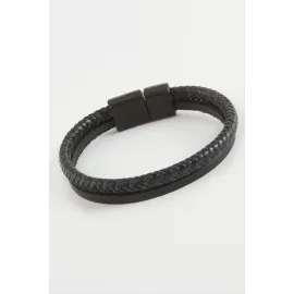 Mıknatıslı Orjinal Deri Bileklik-Lacivert