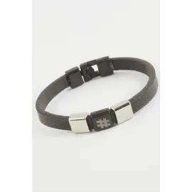 Kare Kaliteli Suni Deri Bileklik-Siyah